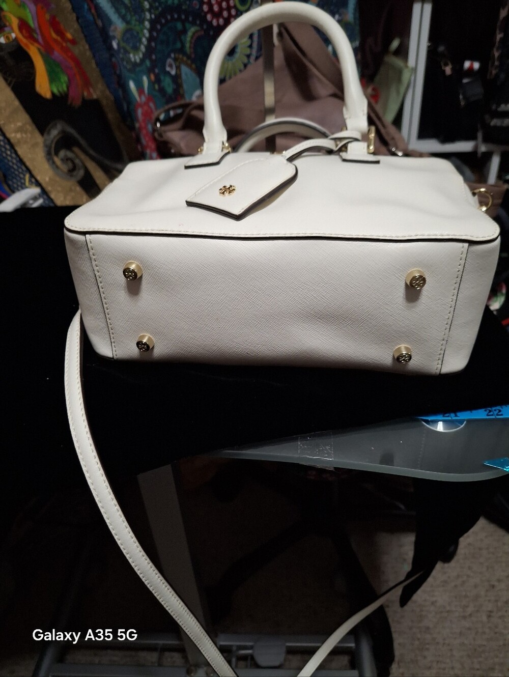 Tory Burch Mini Square Robinson satchel bag in Ivory 9.5x6x4 - Picture 13 of 15